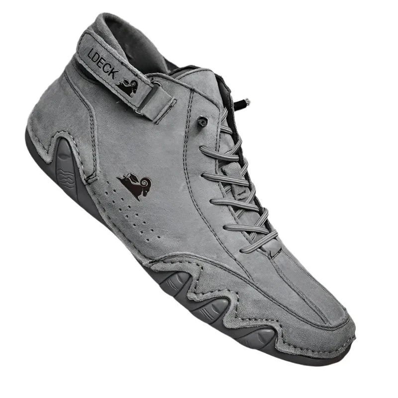 Men Ankle Boots Autumn Winter Suede Velcro Shoes Fashion Lace-up Sneakers