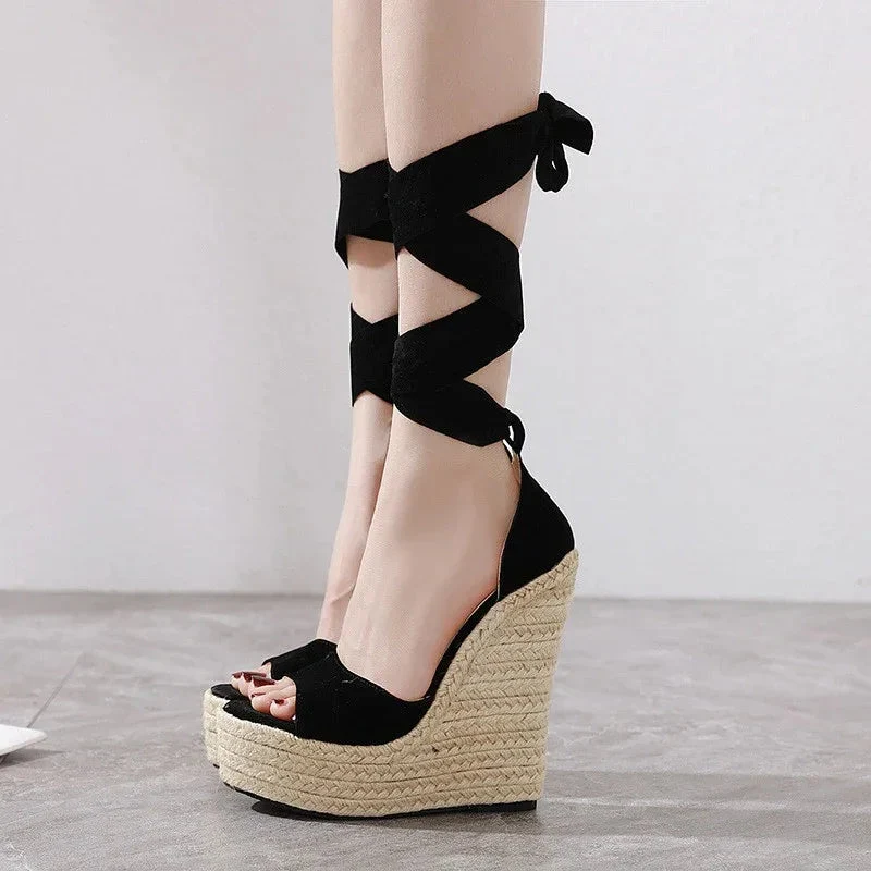 Sandals Women's Summer Slope With Hemp Rope Sole Platform Shoes