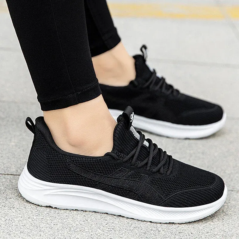 Fly-Knit Sneakers Soft Bottom Non-Slip Women's Running Shoes