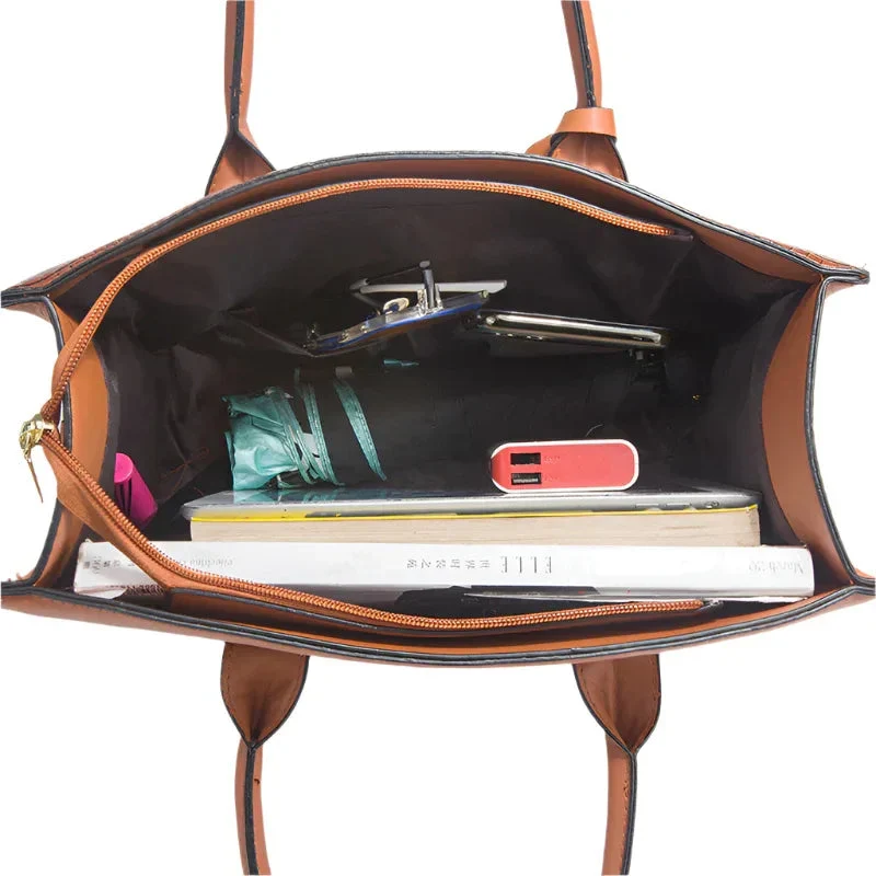 Women's Handbag PU Leather Shoulder Bag Three-Piece Set