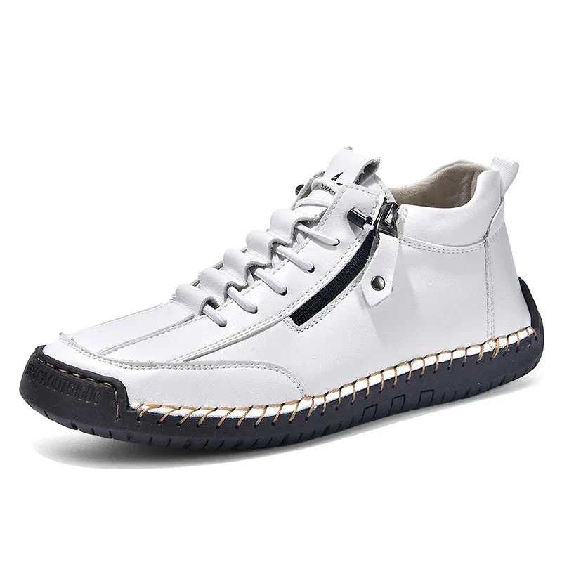 Men's Casual Retro Side Zipper Leather Shoes
