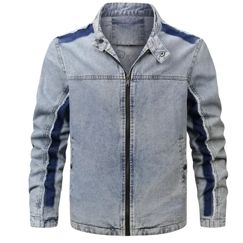 Men's Retro Denim Patchwork Jacket