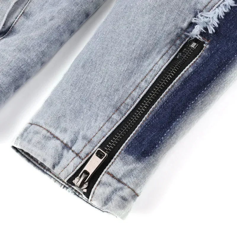 Men's Retro Denim Patchwork Jacket