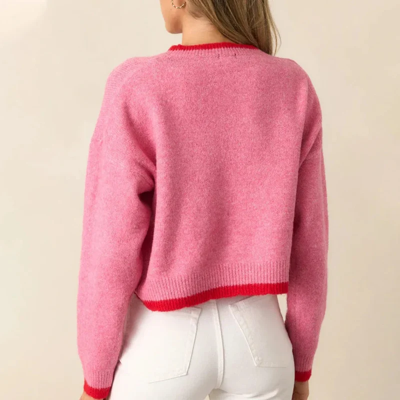 Women's Strawberry Pullover European And American Leisure Short Long-Sleeved Sweater Top
