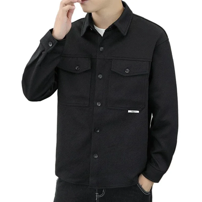 Twill Knitted Men's Lapel Jacket Coat