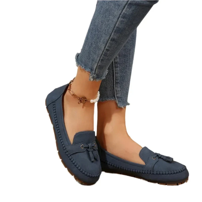Women's Round Head Loafers Fashion Non-Slip Soft Comfortable Flat Shoes