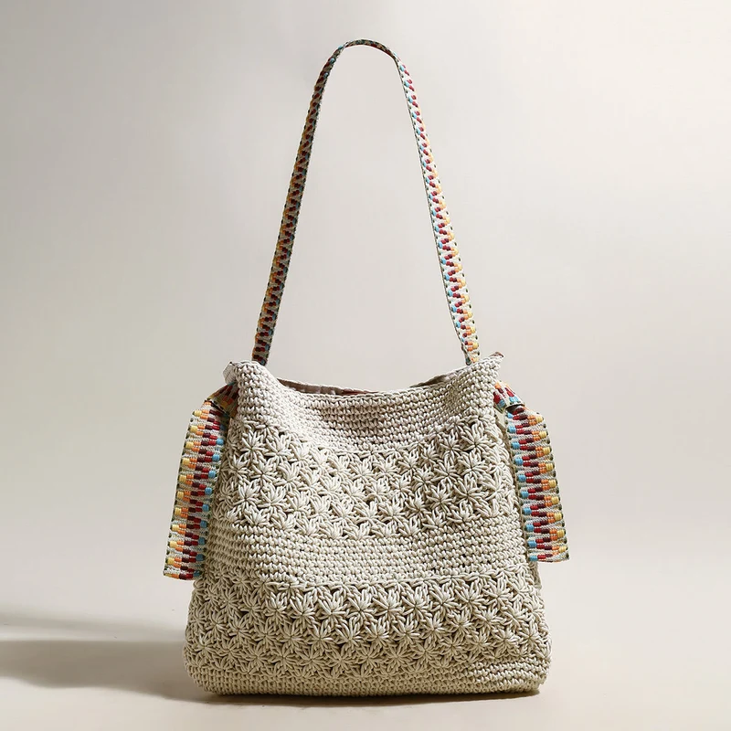 Lightweight Natural Straw Woven Tote Bag