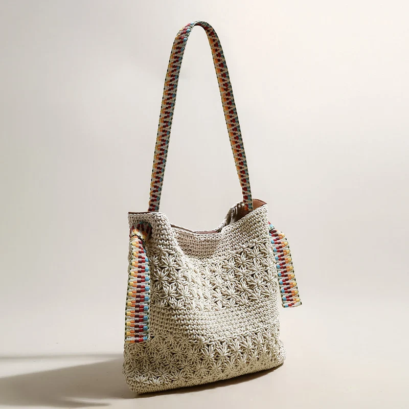 Lightweight Natural Straw Woven Tote Bag
