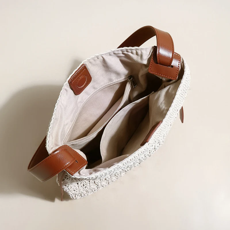 Lightweight Natural Straw Woven Tote Bag
