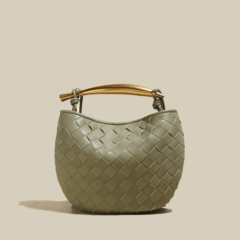 Italian Life Woven Shoulder Bag with Sculptured Handle