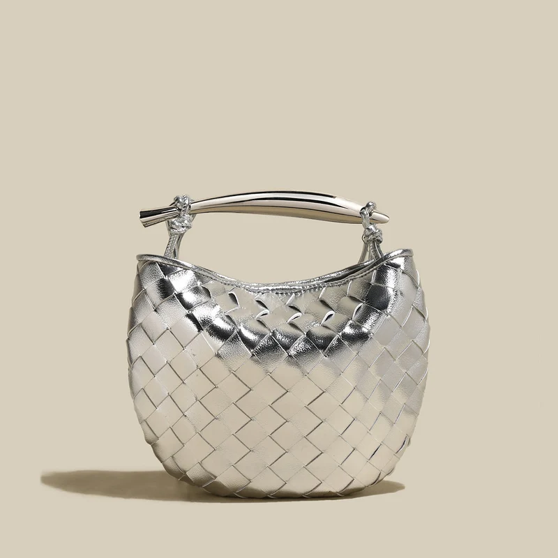 Italian Life Woven Shoulder Bag with Sculptured Handle