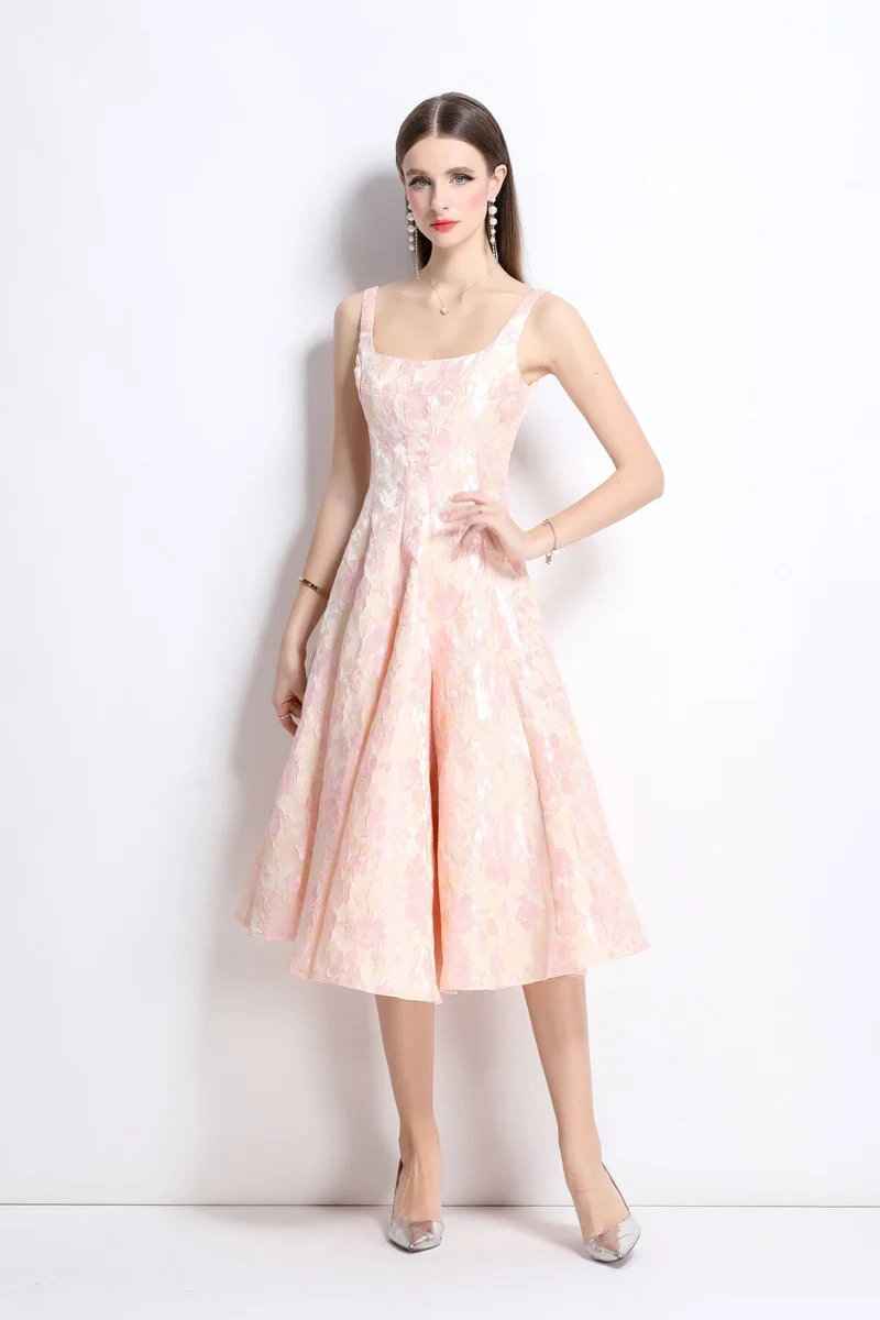 Paloma Slim Fit Jacquard Midi Dress