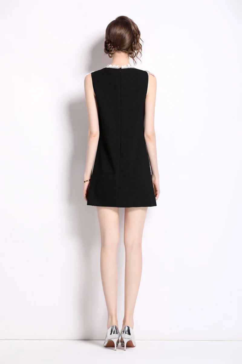 Vintage Lace Bib Collar Little Black Dress