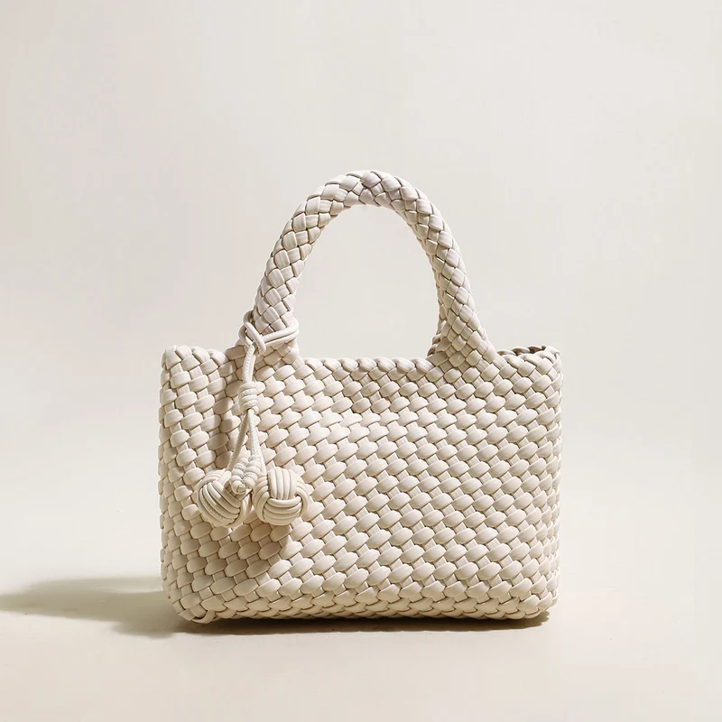 Happy Mini Woven Leather Top Handle Bag