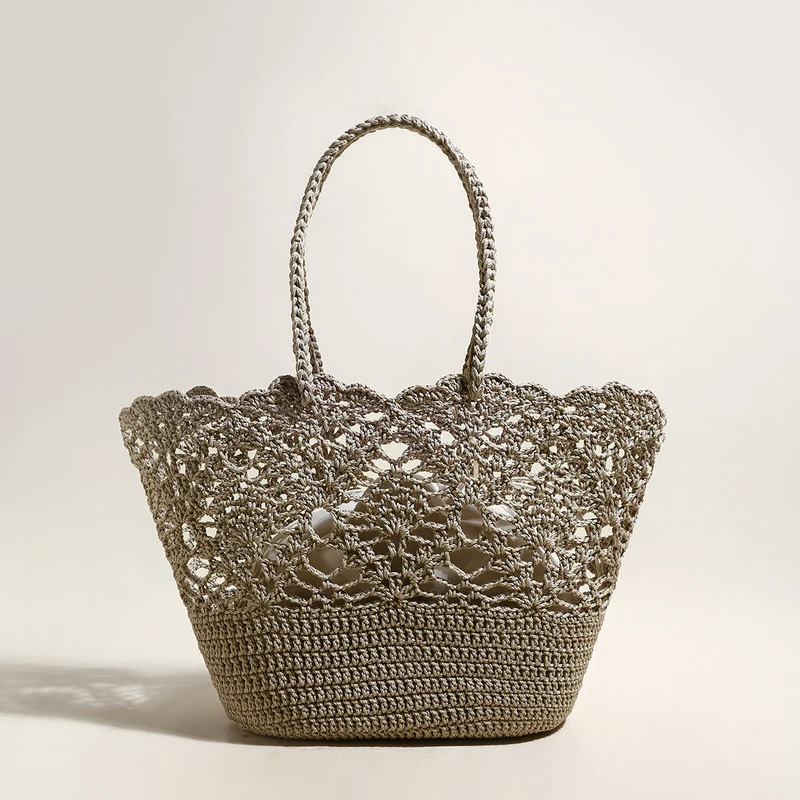 Beach Floral Crochet Tote Bag