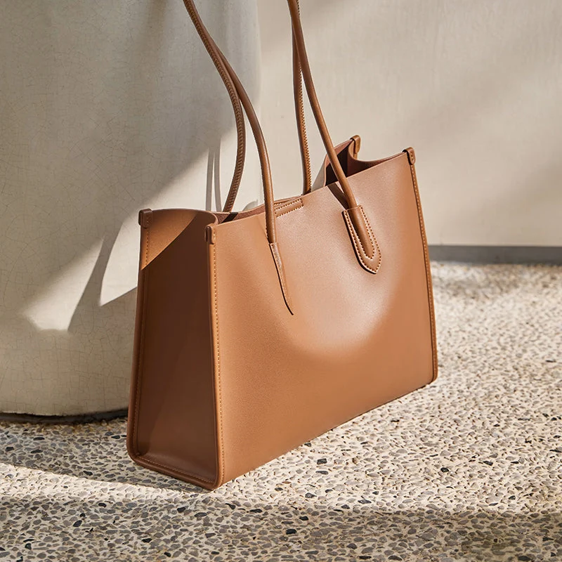 Large Capacity Leather Commuter Tote Bag