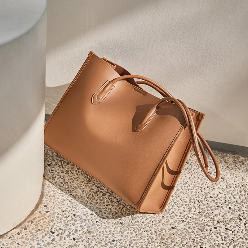 Large Capacity Leather Commuter Tote Bag