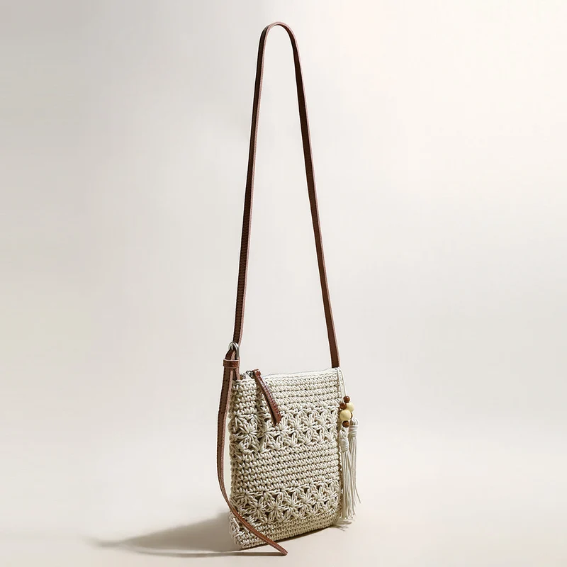 Mini White Boho Chic Leather Strap Shoulder Bag