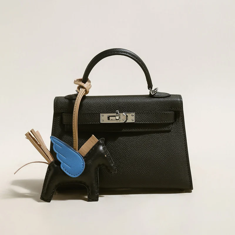 Trendy Petite Top Handle Bag with a Horse Charm