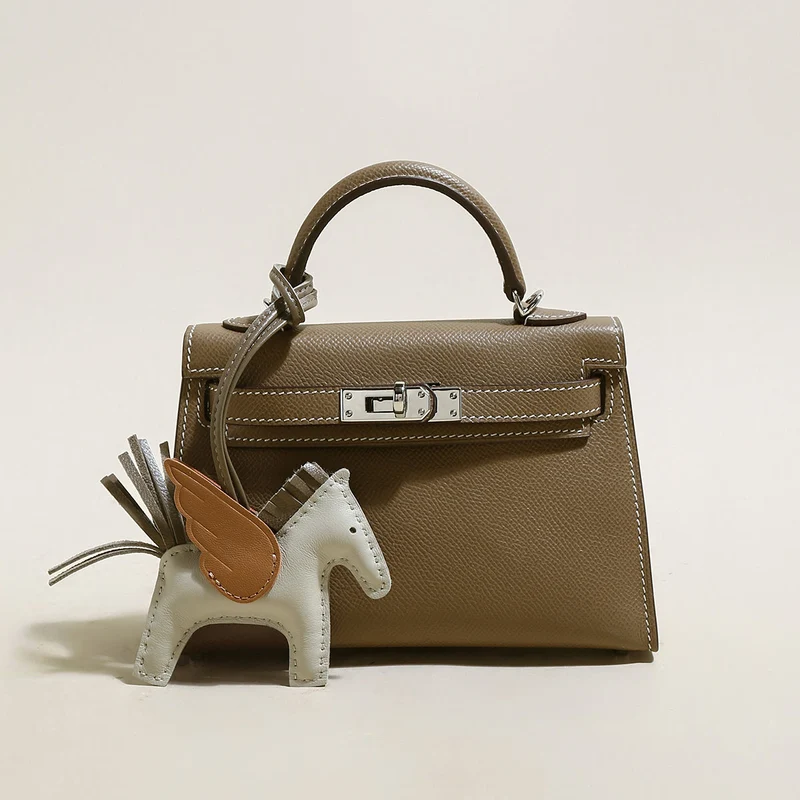 Trendy Petite Top Handle Bag with a Horse Charm