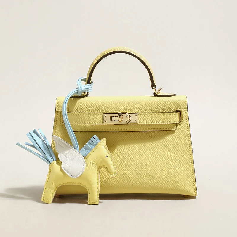 Trendy Petite Top Handle Bag with a Horse Charm