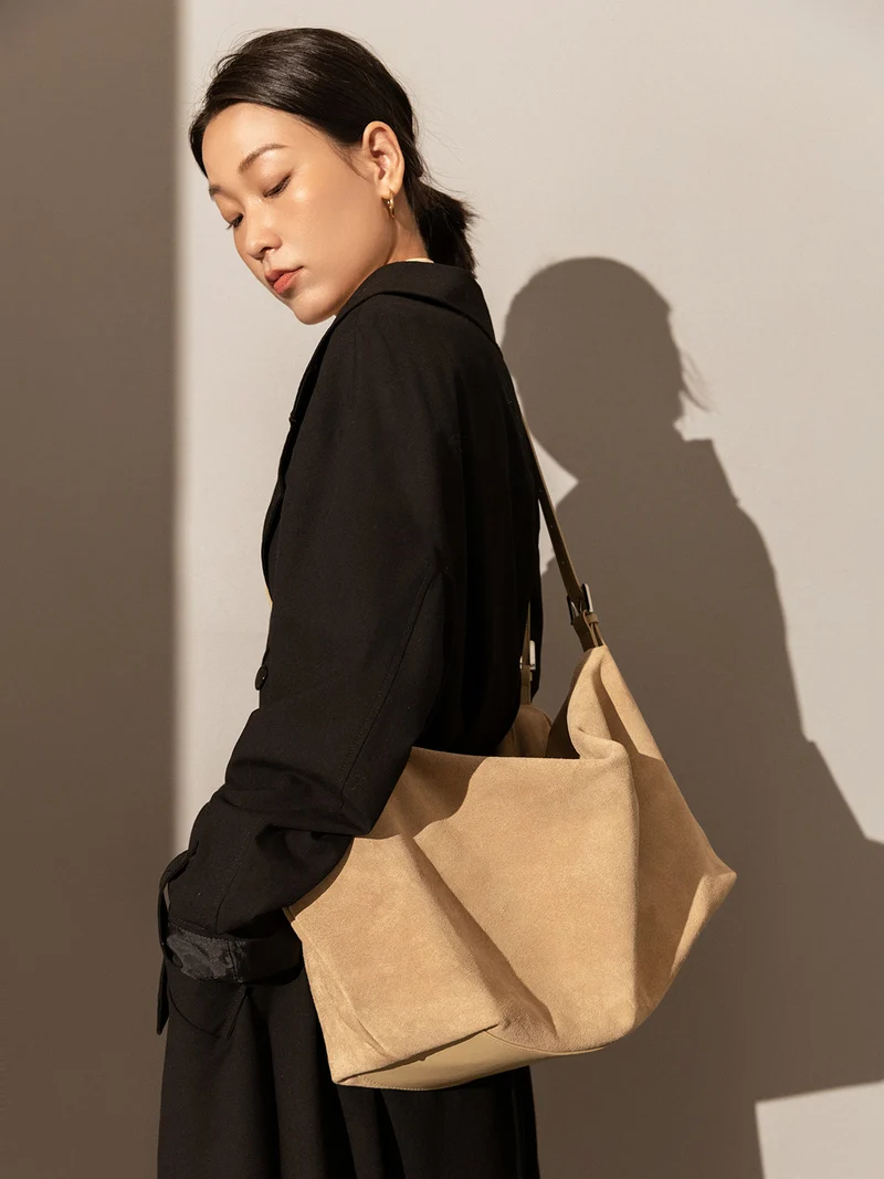Slouchy Suede Leather Shoulder Bag