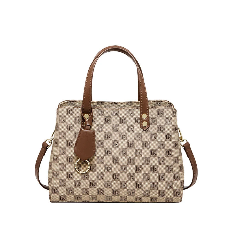 Vintage Checkered Large Capacity Shoulder Bag