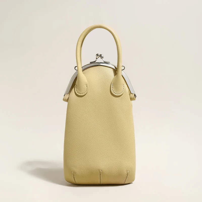 Whimsical Gourd Leather Ball Clasp Top Handle Bag
