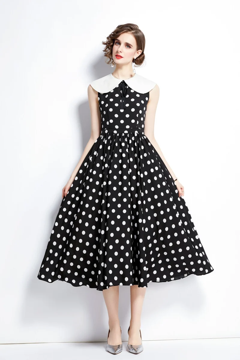 Peter Pan Collar Vintage Polka Dot Midi Dress