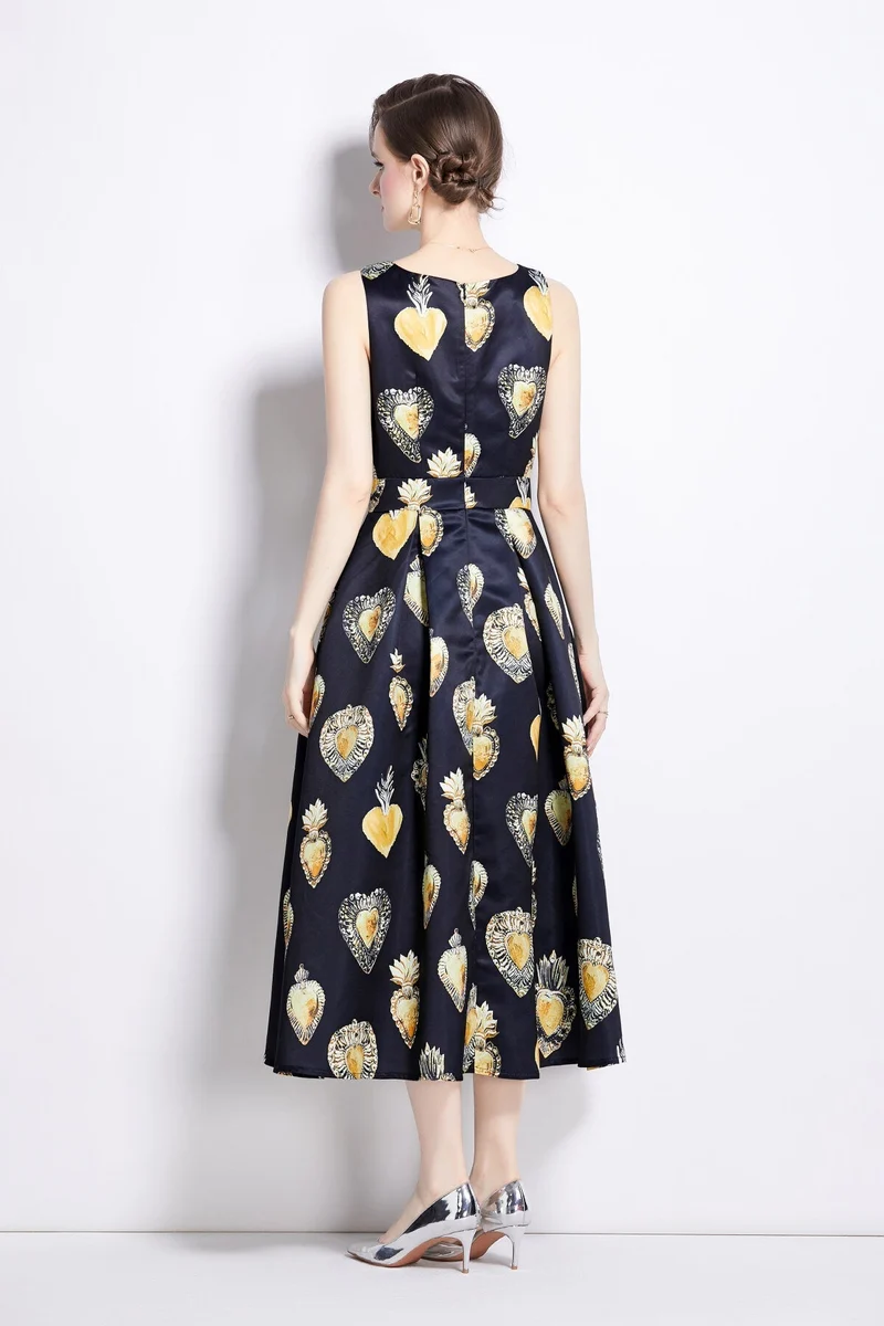 Sleeveless High Waisted A Line Tea Dress