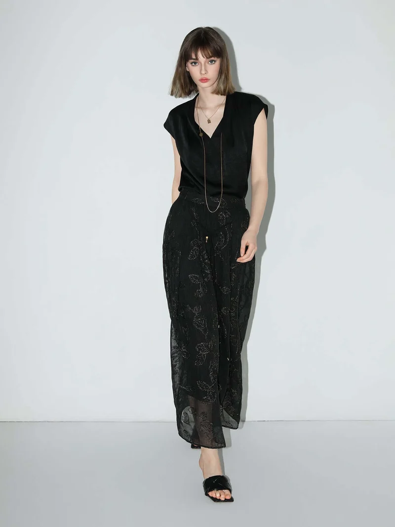 Intricately Embellished Glitter Embroidered Skirt