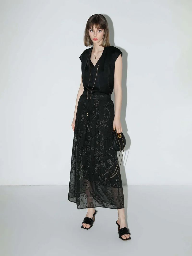 Intricately Embellished Glitter Embroidered Skirt
