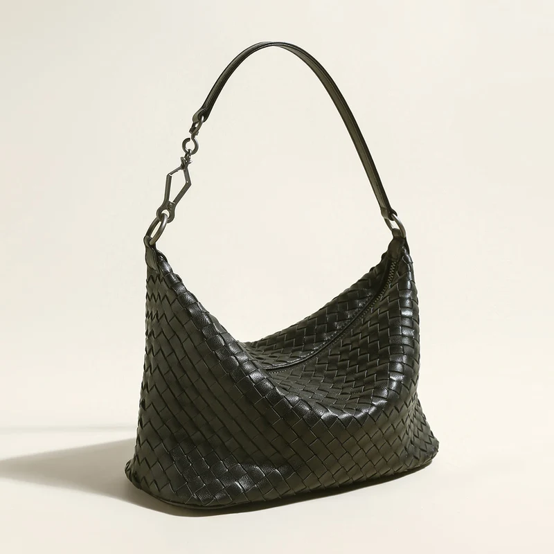 Belmont Black Slouchy Woven Shoulder Bag