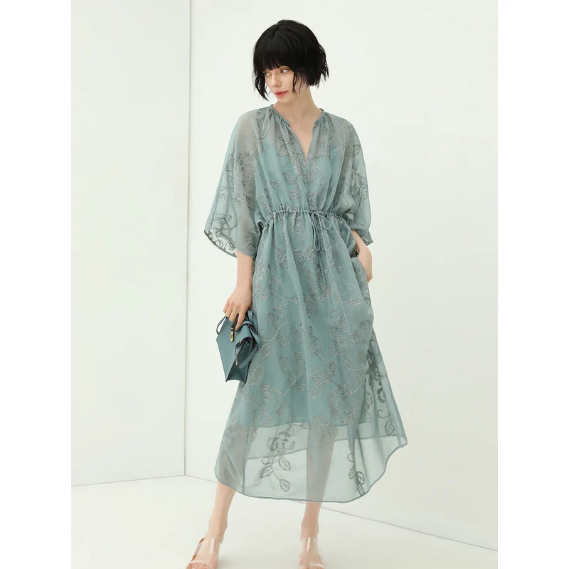 Flimsy Sheer Blue Two Piece Dress