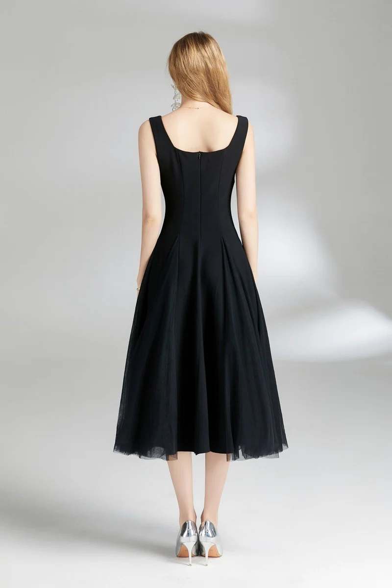 Thick Strap Tulle Puffy Fairy Midi Dress