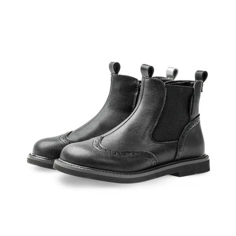 Outdoor Adventurer Kids Black Leather Boots