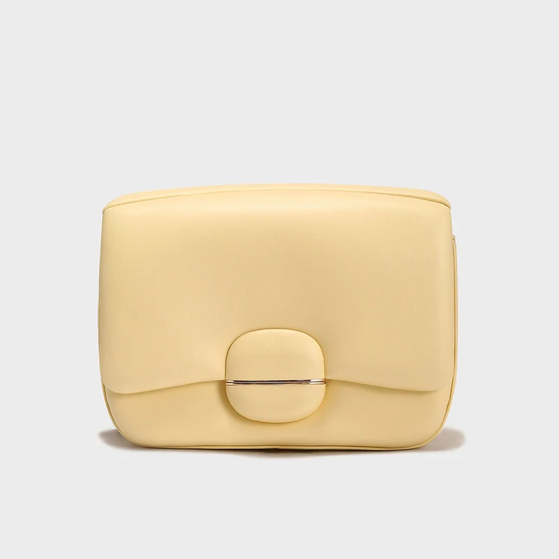 Structured Buckle Leather Shoulder Bag