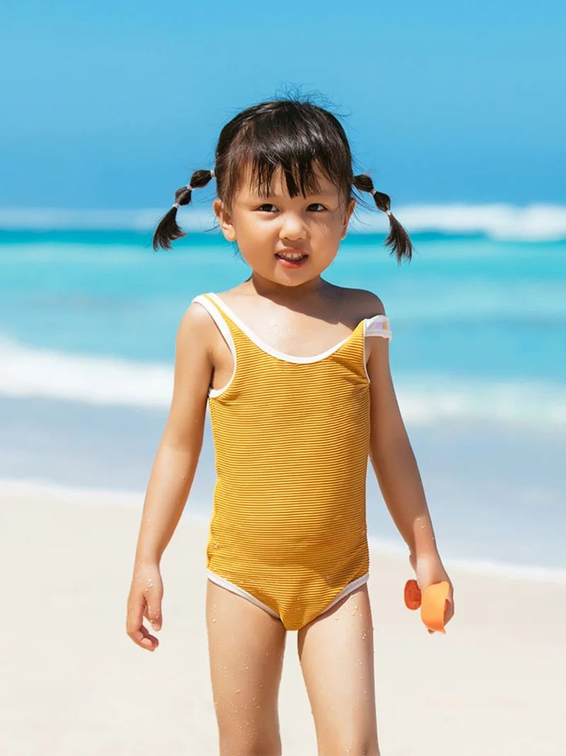 Rib Knit One-piece Swimsuit for Girls