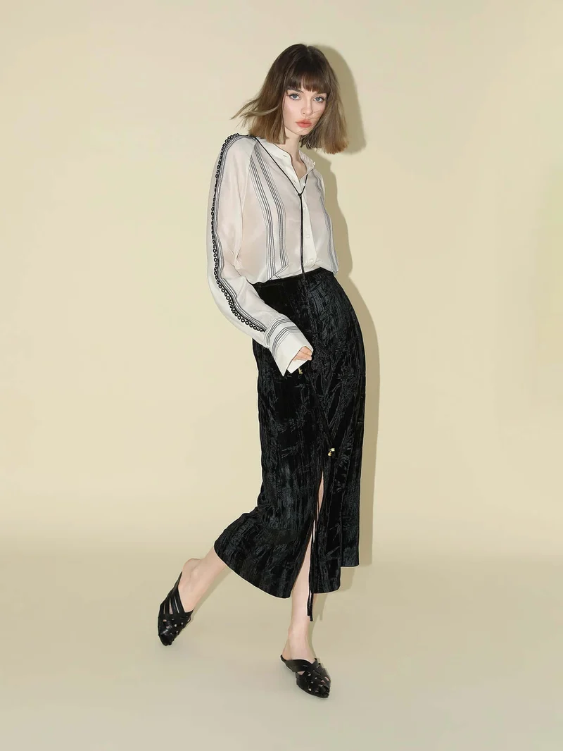 Bohemian White Lace Panel Striped Shirt