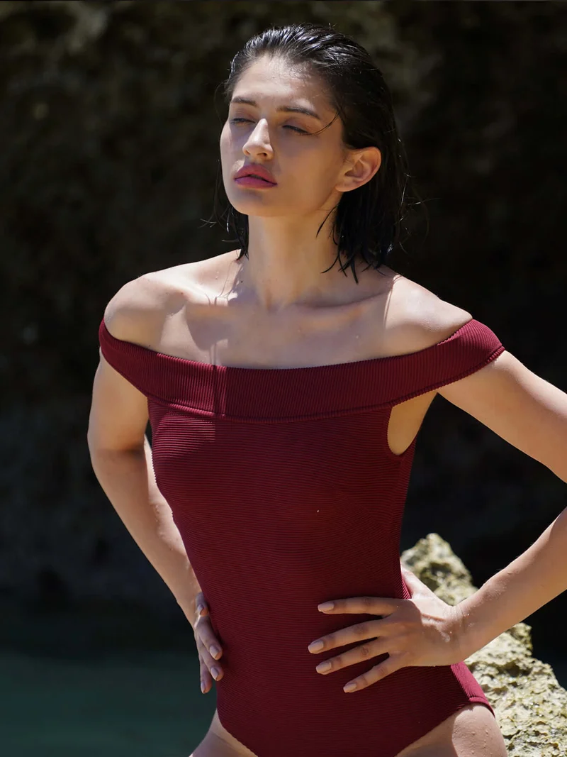 Tummy Control Off Shoulder Swimsuit