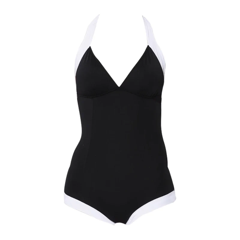 Black Vintage One Piece Swimsuit