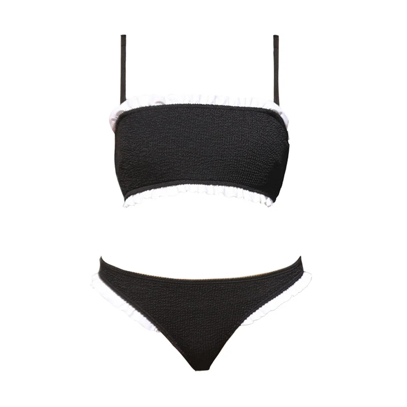 Ruffle Trim Two Piece Bandeau Swimsuit