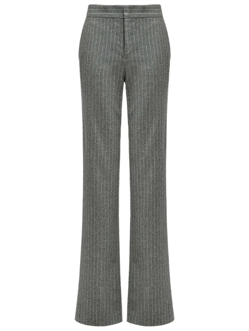 All-Around Warm Striped Grey Wool Pants