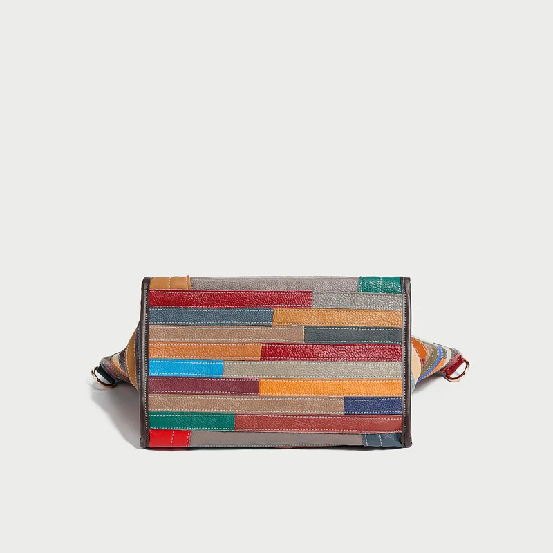 Abstract Linear Top Handle Bag with charm