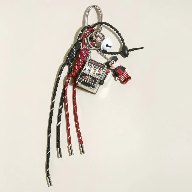 Abstract Linear Top Handle Bag with charm