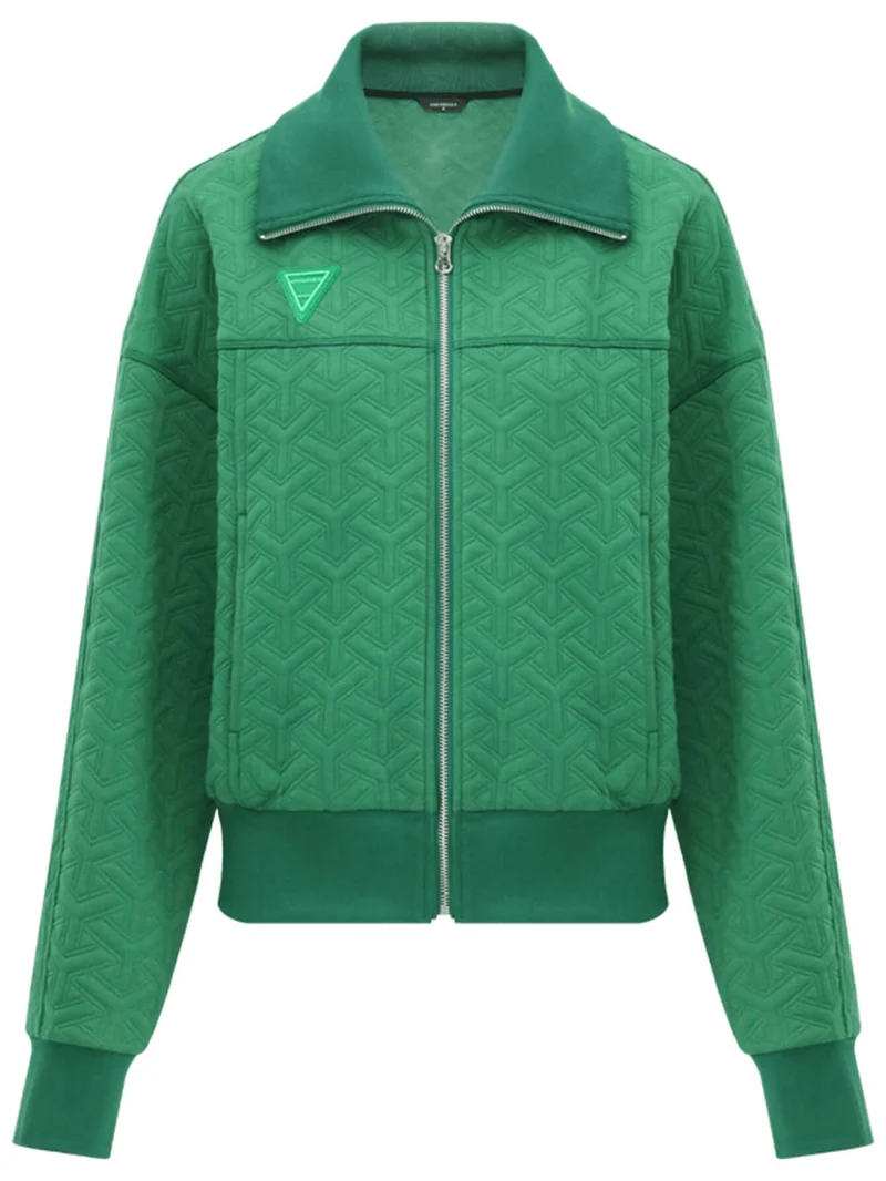 Turtleneck Zip-Through Green Windbreaker Jacket
