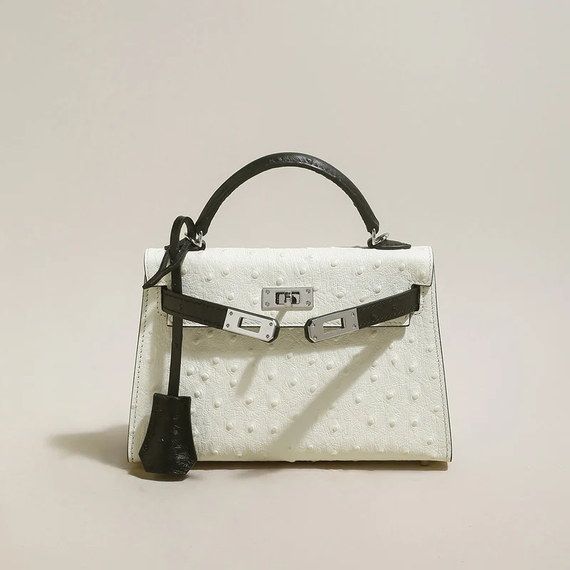 Swift Textured Leather Structured Top Handle Bag
