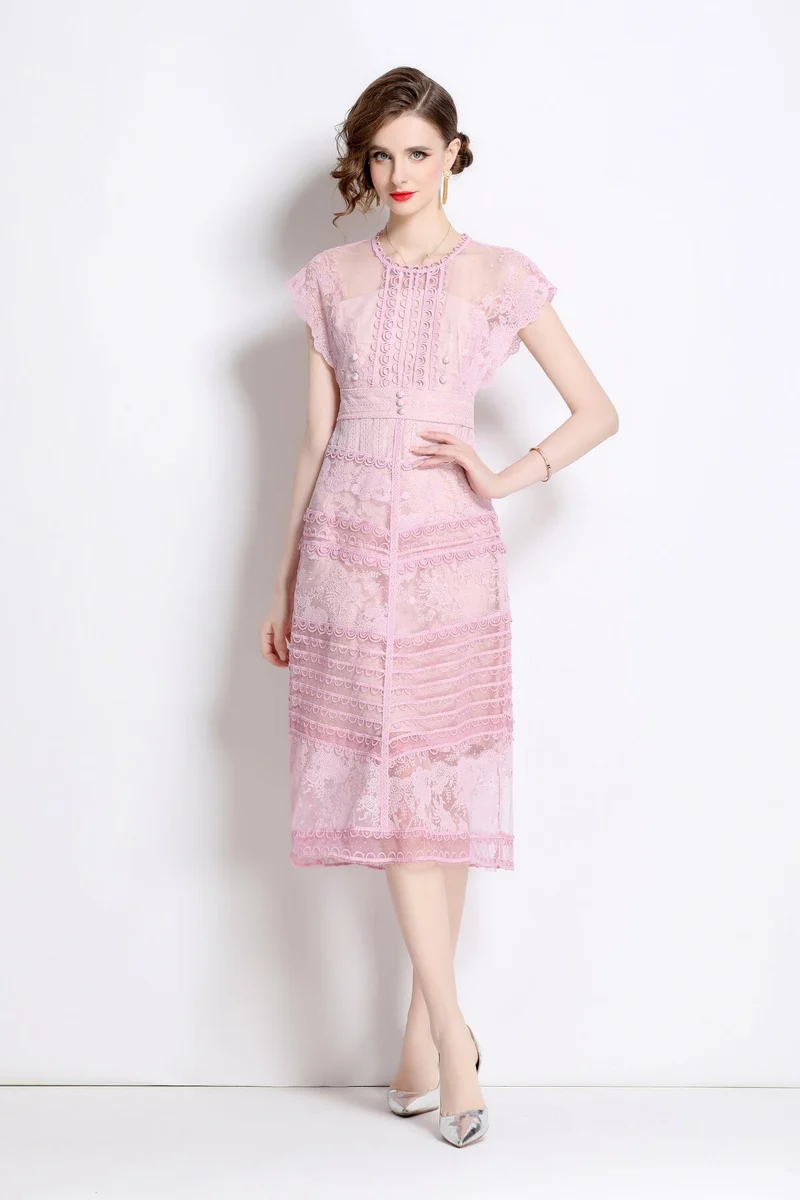 Sweet Floral Embroidered Tea Dress
