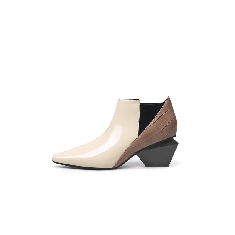 Artistic Patchwork Geometric Ankle Boots