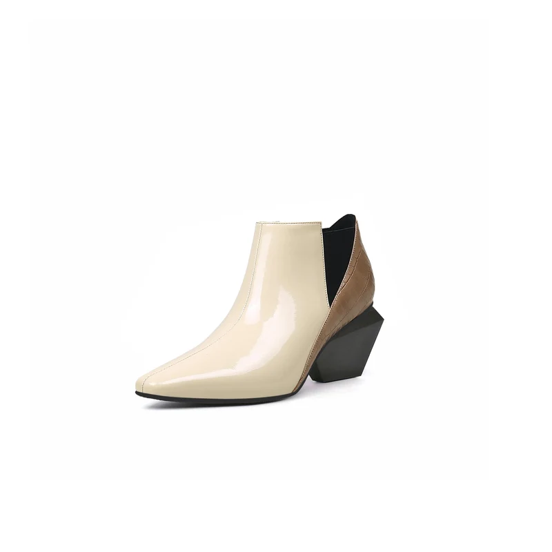 Artistic Patchwork Geometric Ankle Boots